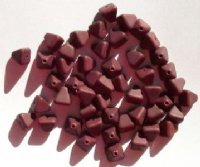 50 8mm Opaque Matte Brick Red Glass Pyramid Beads